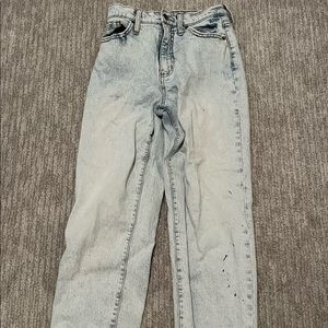 Acid Wash Straight Leg Jeans With No Rips